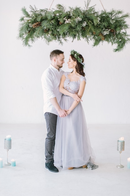 Bridesmaid and groomsman studio portrait