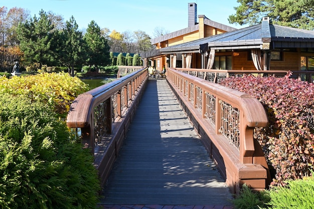 Bridge across the pond in the park