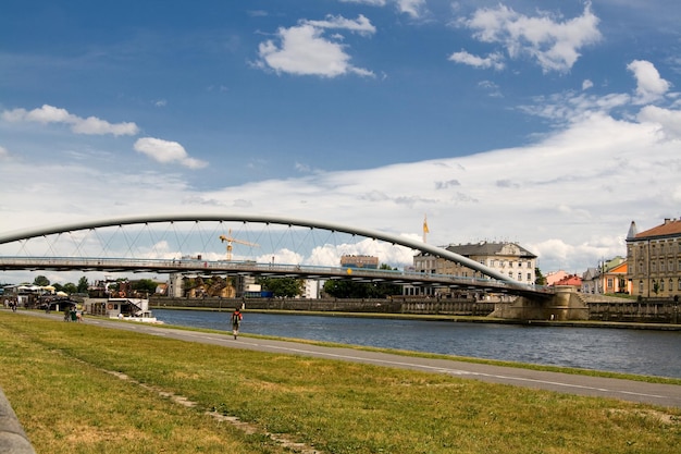 Photo bridge across the vistula in krakow, a european city