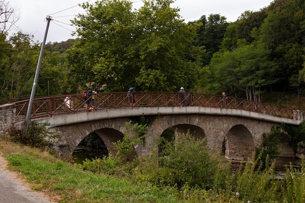 The bridge called Pont du Moulin on the Bidouze river along the Chemin du Puy France