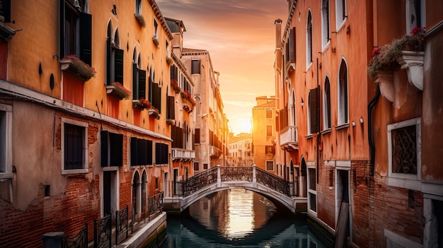 A bridge over a canal in venice