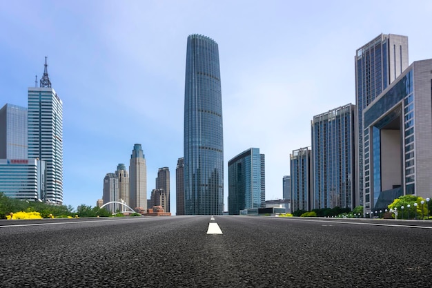 Bridge,City scenery and modern architecture skyline by the Haihe River in Tianjin, China