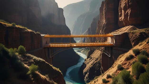 Bridge under construction in a canyon Bridge under construction in a canyon