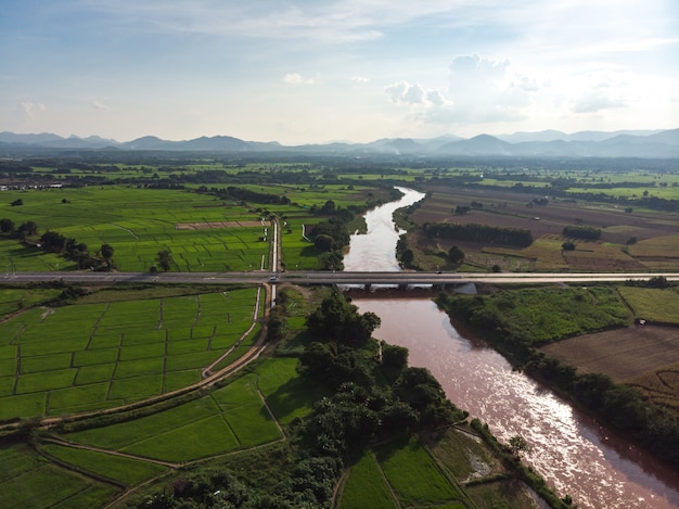 Bridge cross Yom river at Phrae province