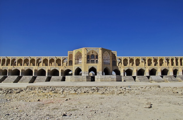 The bridge over dry river in Isfahan, Iran