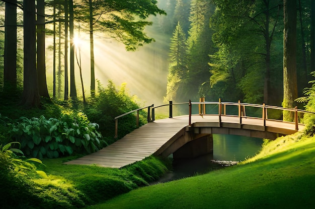 Bridge in the forest wallpapers and images wallpapers