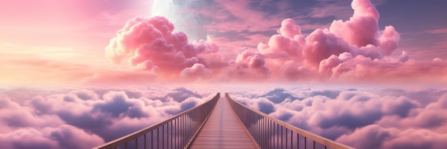 Bridge to the Heavens Amidst Pink Clouds