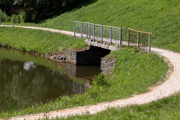 Bridge on the lake in the park