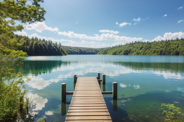 Photo bridge landscape with lake view ai generated