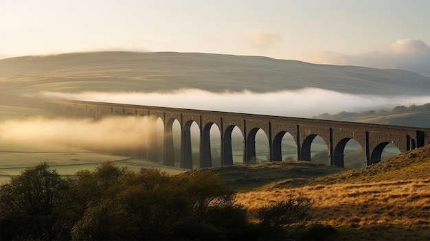 A bridge in the morning mist