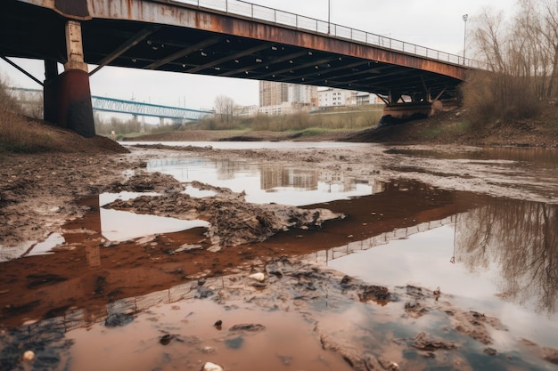 A bridge over a muddy river