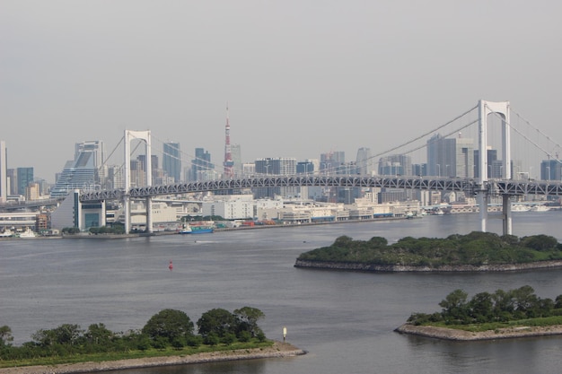 写真 都市の川を越えた橋