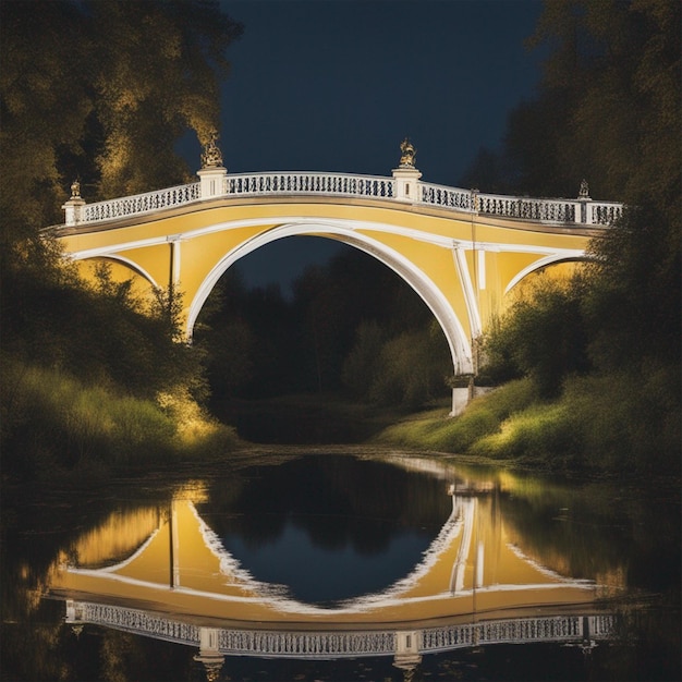 Bridge in Pavlovsk Russia at night in the front view