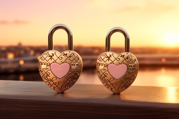 Photo a bridge railing adorned with 'love locks' couple's love locks