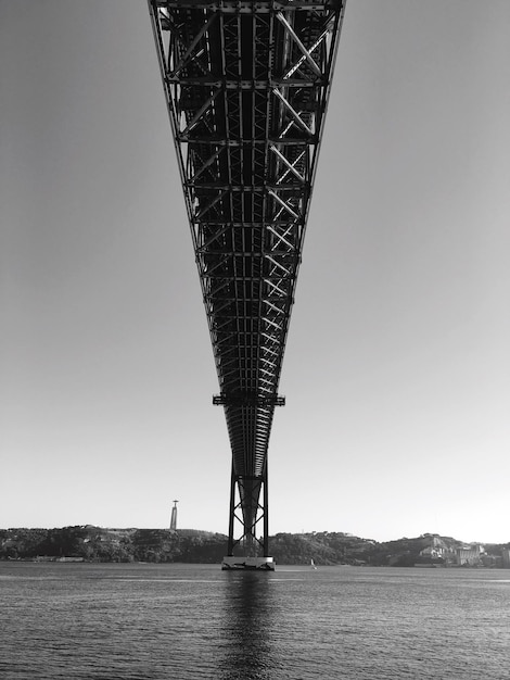 澄んだ空を背景に川に架かる橋