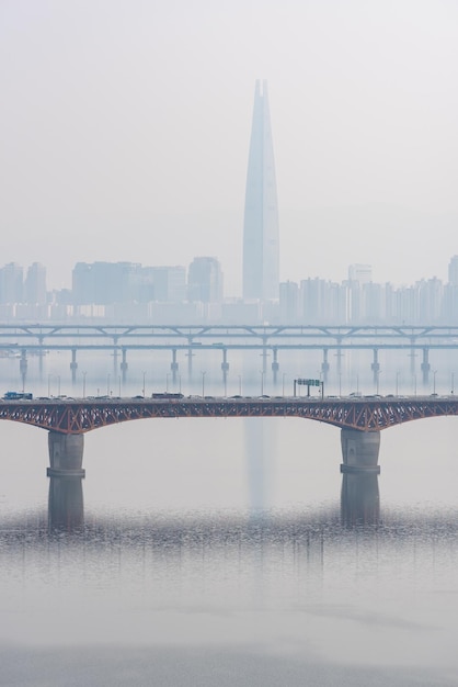 Bridge over river against clear sky