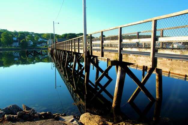 Bridge over river against clear sky