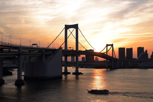 Bridge over river against sky during sunset
