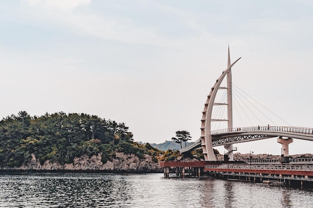 Bridge over river against sky