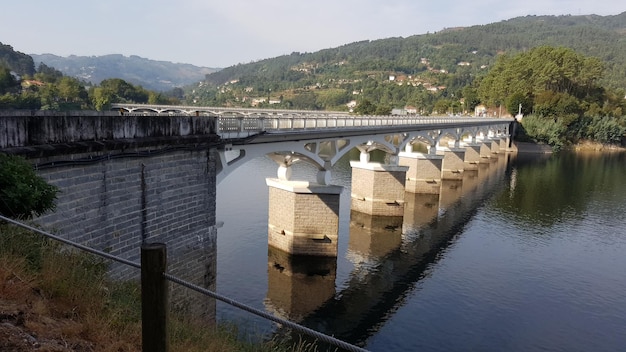 Bridge over river against sky