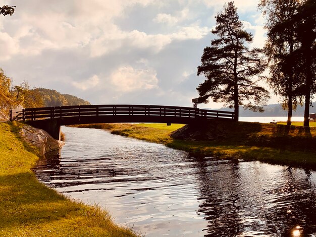 Bridge over river against sky