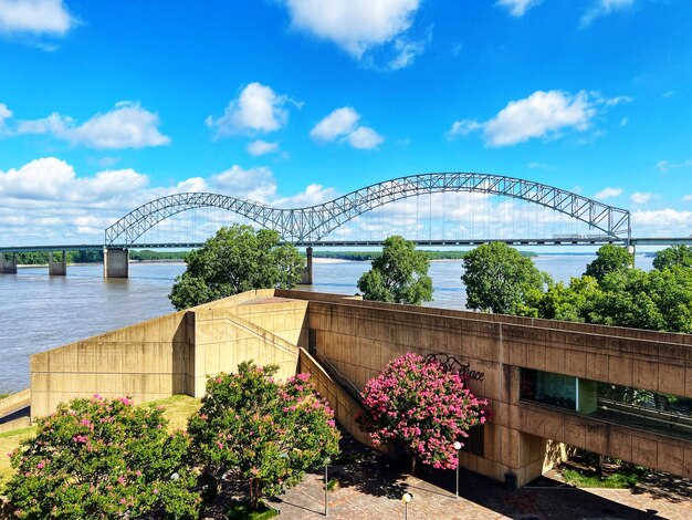 Bridge over river against sky