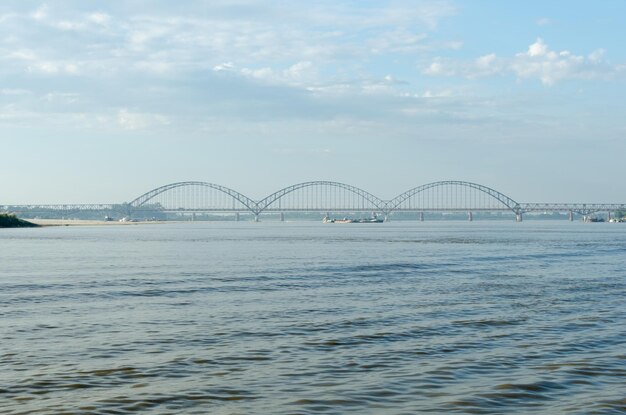 Bridge over river against sky