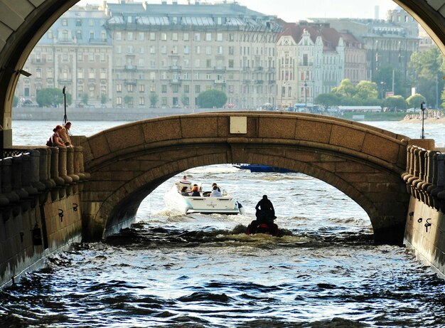 Photo bridge over river in city