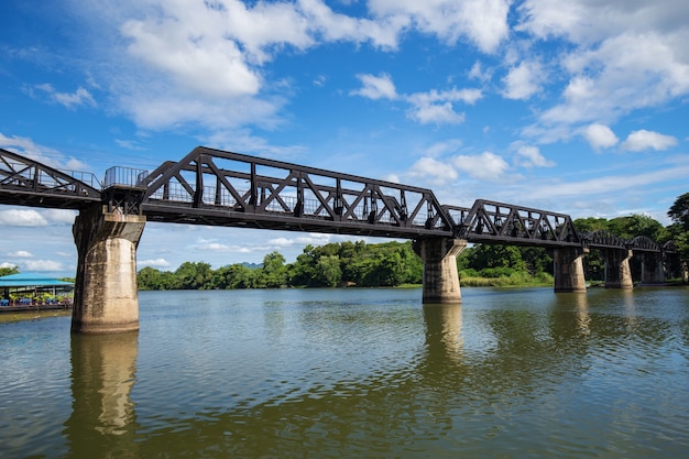 Bridge River Kwai with sky in Kanchanaburi, Thailand