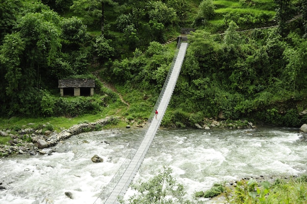 bridge over river in nepal