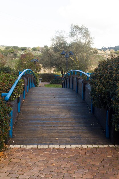 Foto ponte sul fiume nel parco