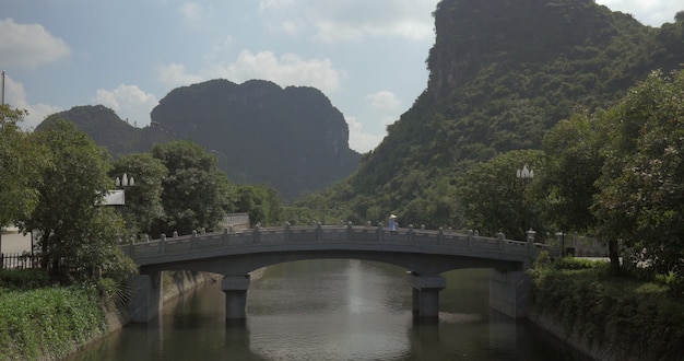 Bridge over the river in trang an vietnam