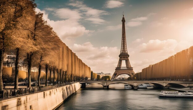 a bridge over a river with a bridge in the background