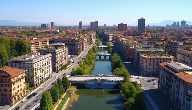 Photo a bridge over a river with a bridge in the middle