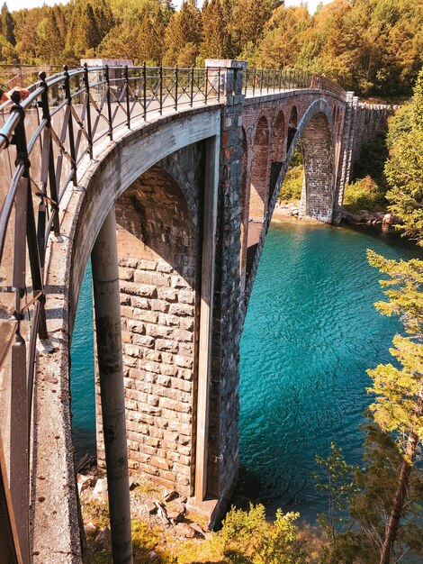 Photo bridge over river