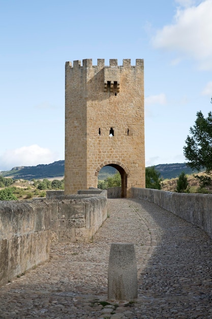 Bridge and Road at Frias over River Ebro, Burgos, Spain