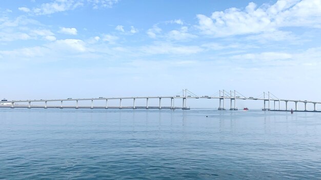 Bridge over sea against sky