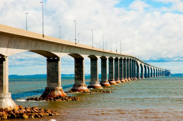 Bridge over sea against sky