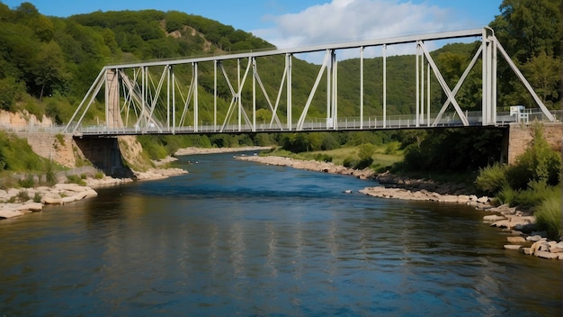 Мост над спокойным речным ландшафтом