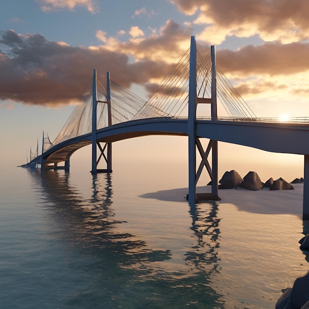 Photo a bridge spanning oceans connecting distant shores