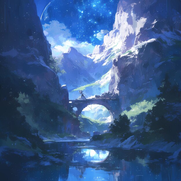 Bridge of Starry Nights Mystical Mountain Escape