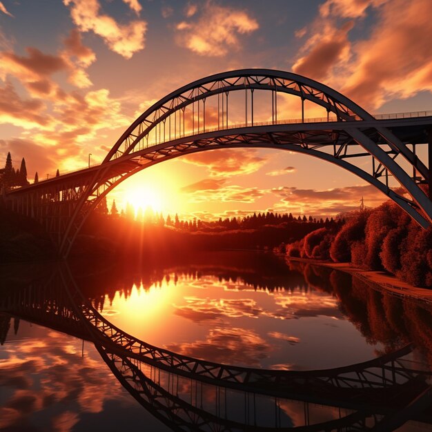 Photo bridge at sunset