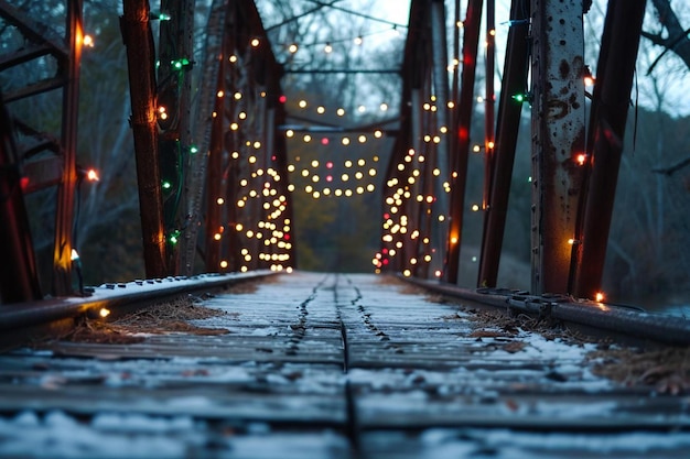 Photo a bridge that has some lights on it