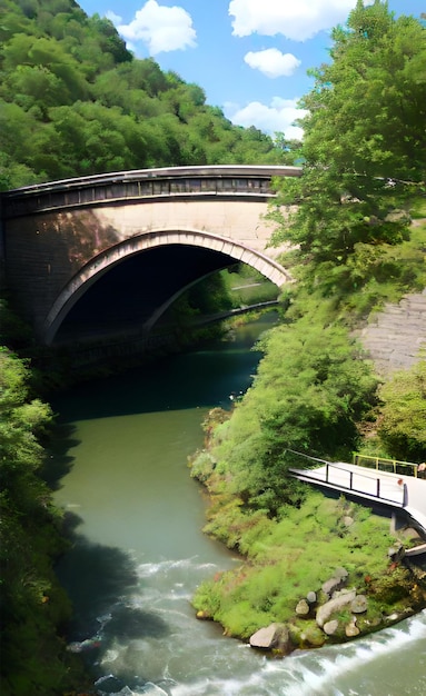 Photo a bridge that is over a river