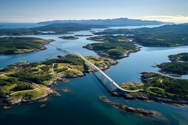 Photo a bridge that is over water and a highway is going over it