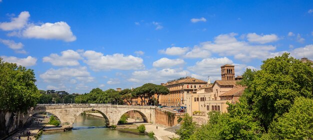 Bridge over tiber river rome italy