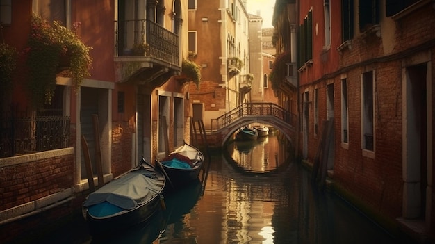 Bridge in Venice Italy Generative Ai