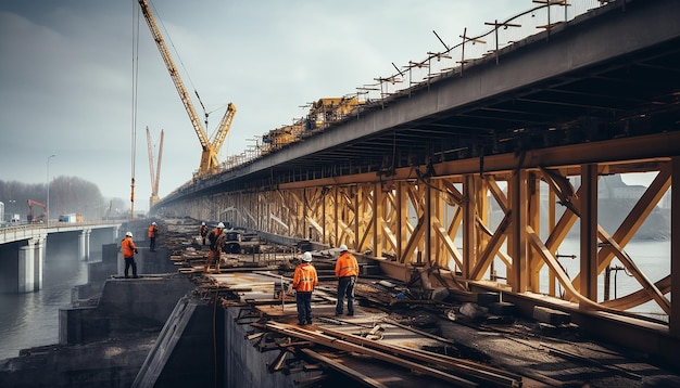 Bridge and viaduct construction works photoshoot