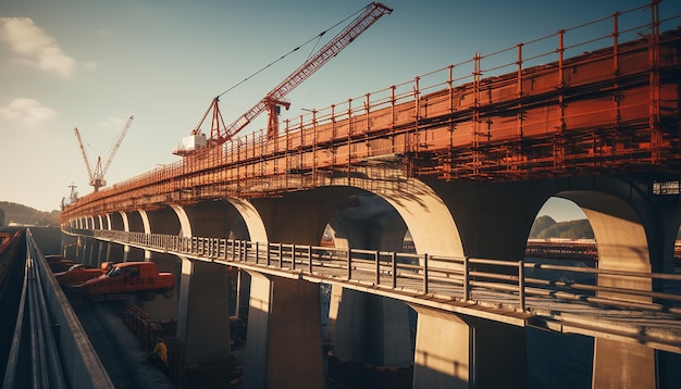 Photo bridge and viaduct construction works photoshoot