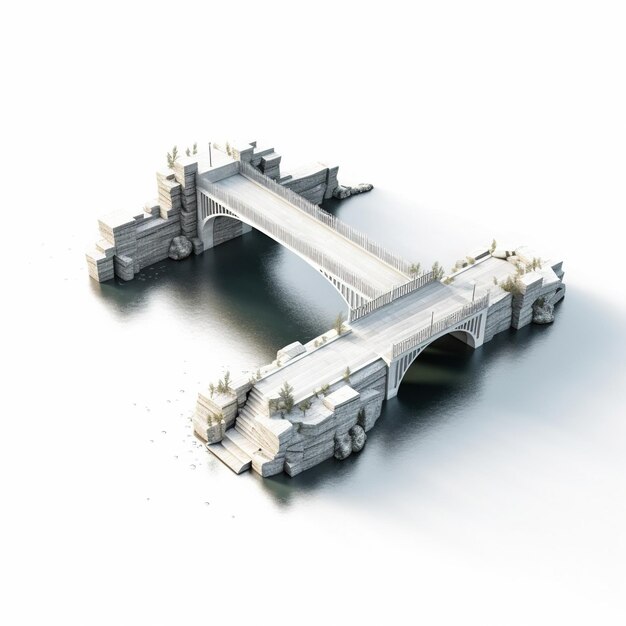 Bridge on white 3D illustration